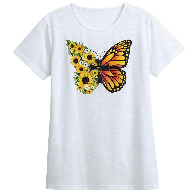 Women's Butterfly Short Sleeve Graphic T-Shirt - Image 2