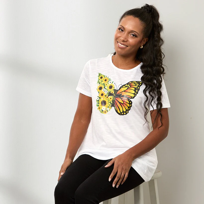 Women's Butterfly Short Sleeve Graphic T-Shirt - Image 3