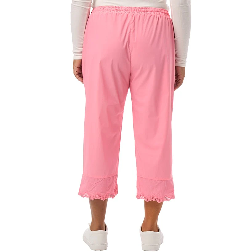 Women's Capri Pants with Scalloped Hemline and Waist Drawstring - Image 5