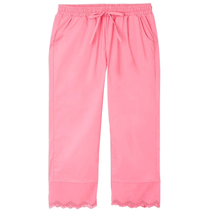 Women's Capri Pants with Scalloped Hemline and Waist Drawstring - Image 6