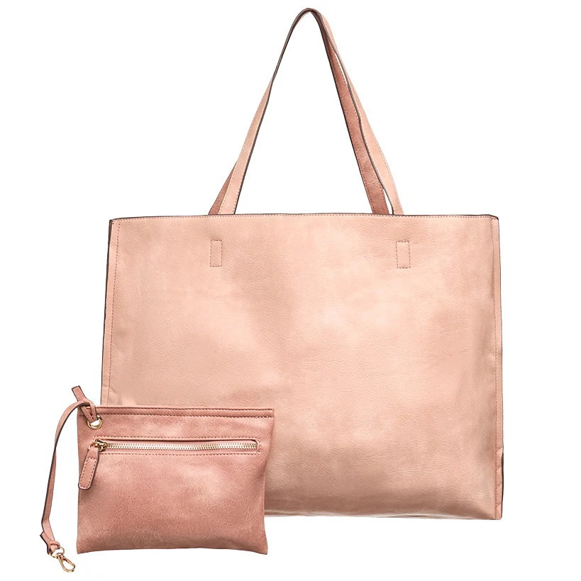 Women's Faux Leather Reversible Tote Bag with Matching Purse - Image 2