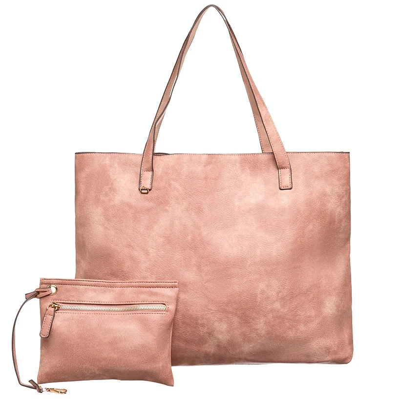 Women's Faux Leather Reversible Tote Bag with Matching Purse - Image 6