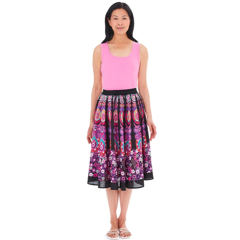 Women's Midi Circle Skirt in Paisley Print - Image 9
