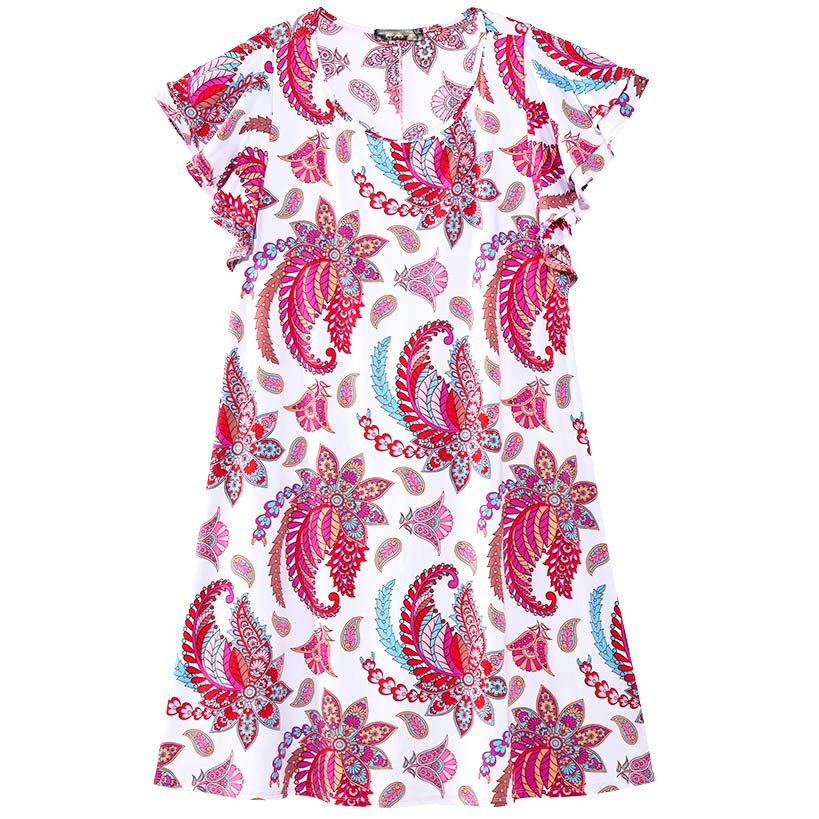 Women's Plus Size Knee-Length Dress with Ruffle Short Sleeve - Image 4