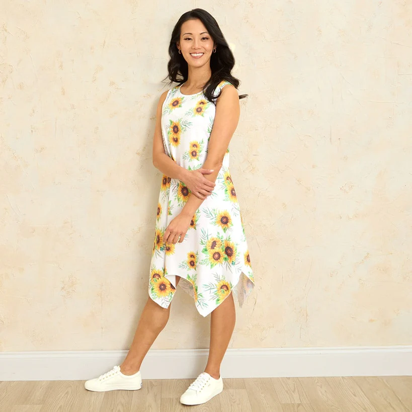 Women's Sleeveless Tank Swing Dress - Butterfly or Sunflower - Image 6