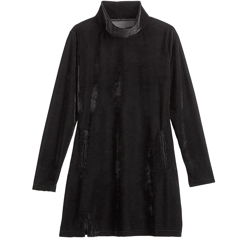 Women's Velour Long Tunic with Turtleneck - Image 4