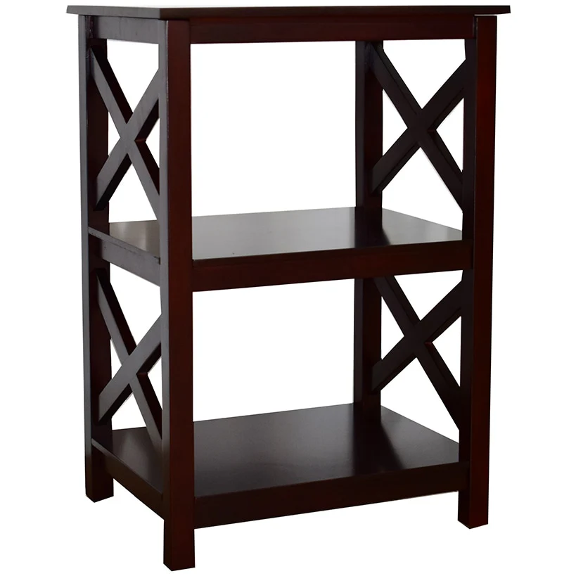 Wood Accent Table with Open Sides in X Design - 2-Tier - Image 3