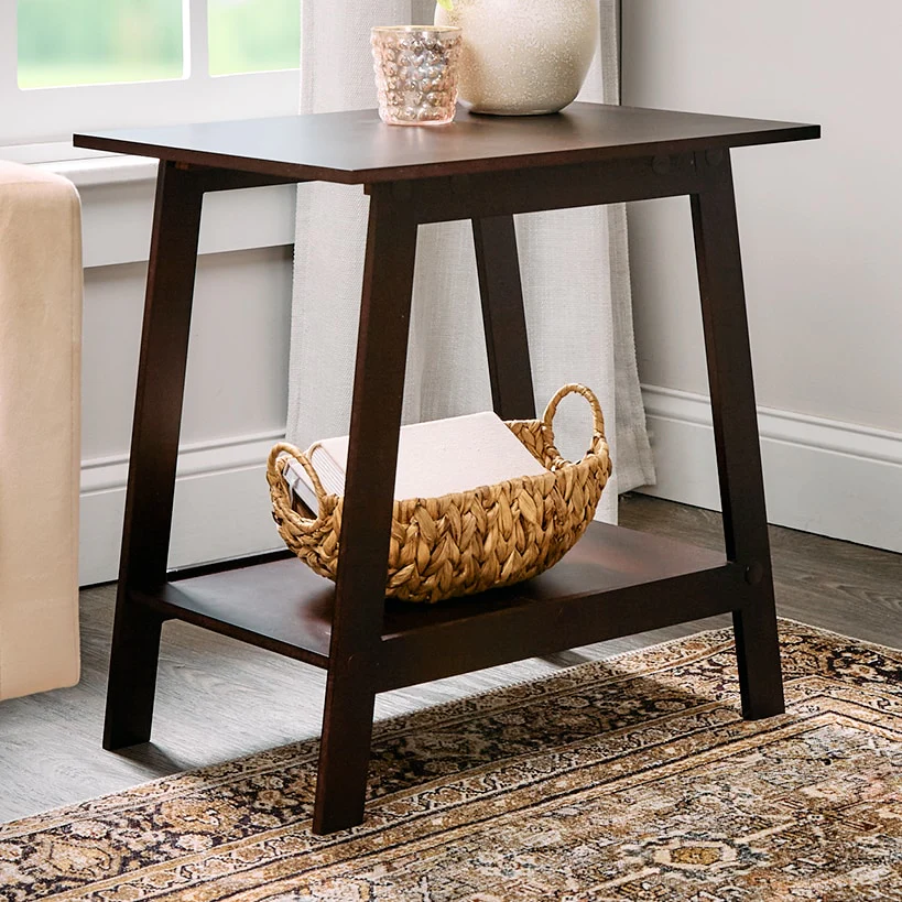 Wood Rectangular 2-Tier Accent Side Table - Walnut or White - Image 3