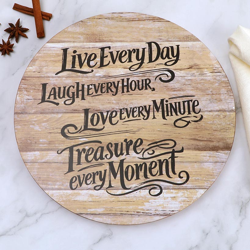 Wood Sentiment Printed 12" Kitchen Countertop Lazy Susan - Image 4
