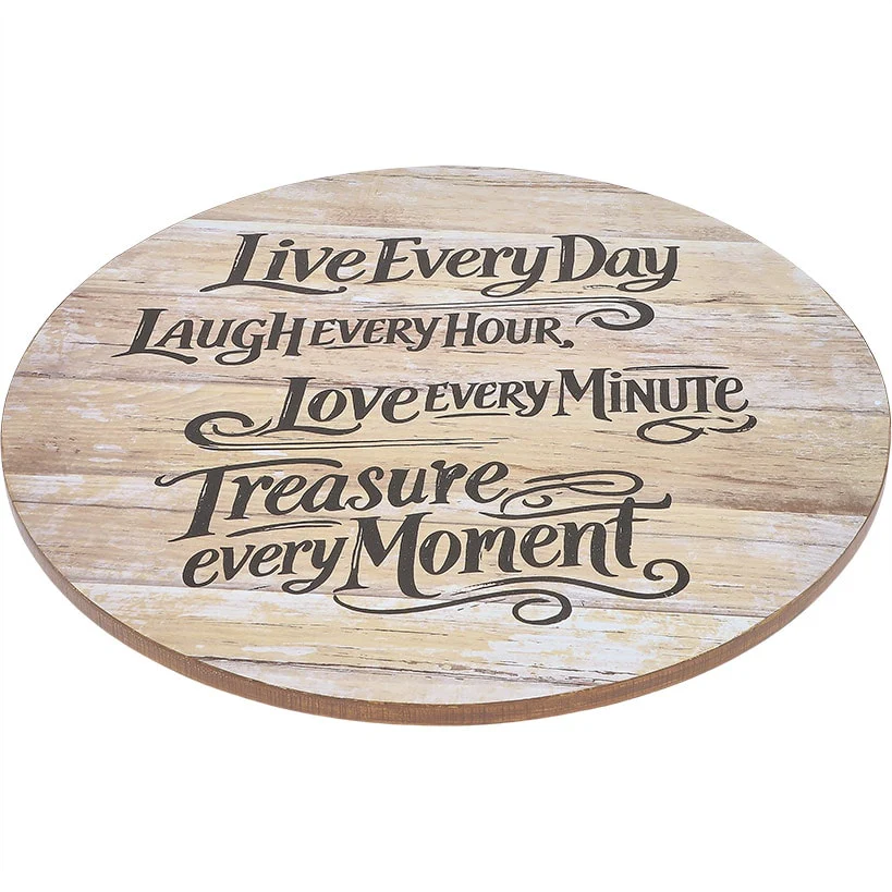 Wood Sentiment Printed 12" Kitchen Countertop Lazy Susan - Image 5