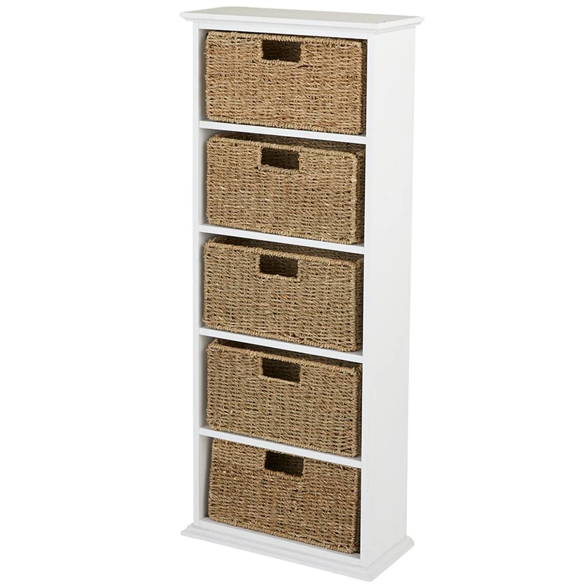 Wooden Shelving Unit with Seagrass Drawers - Image 10