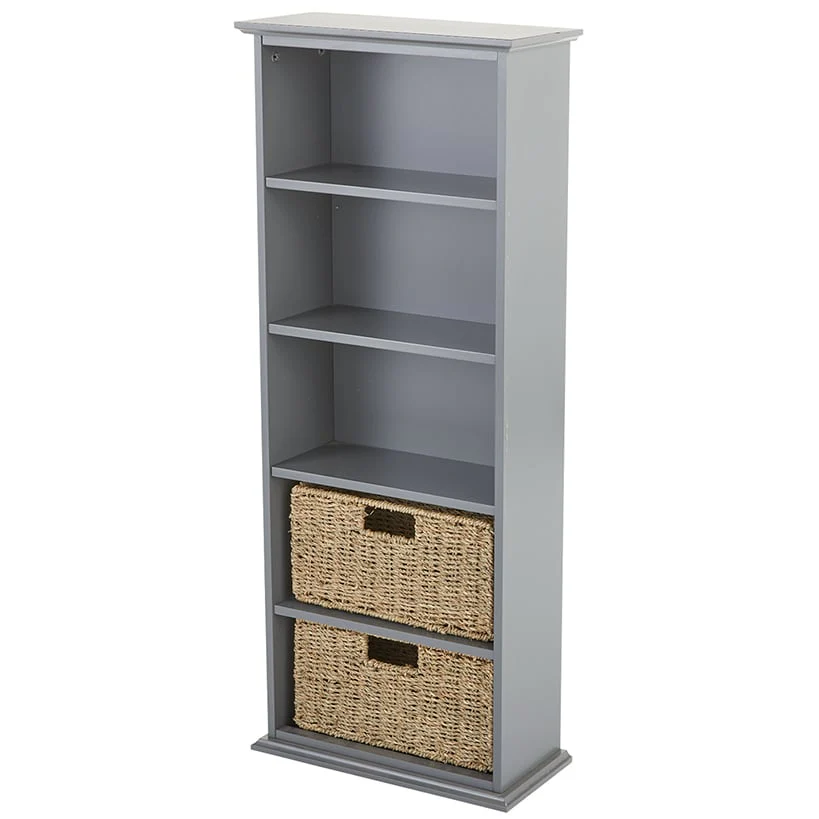 Wooden Shelving Unit with Seagrass Drawers - Image 2