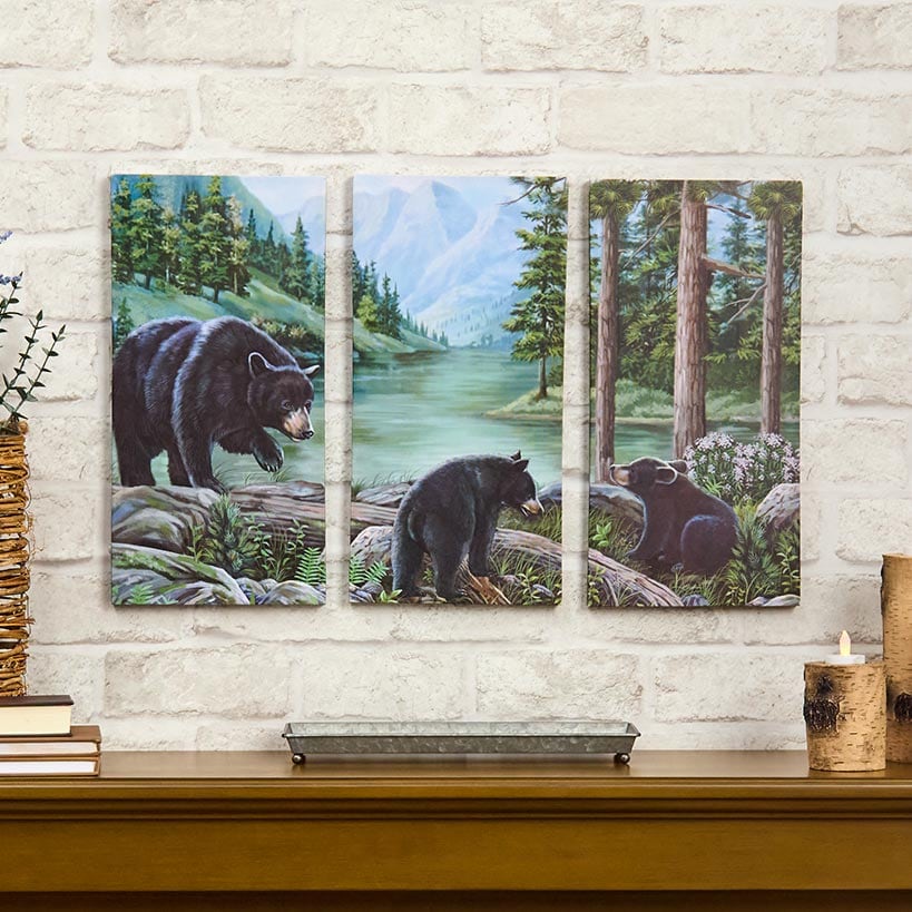 Woodland Animal Canvas Wall Art Trio - Bear or Deer - Image 3