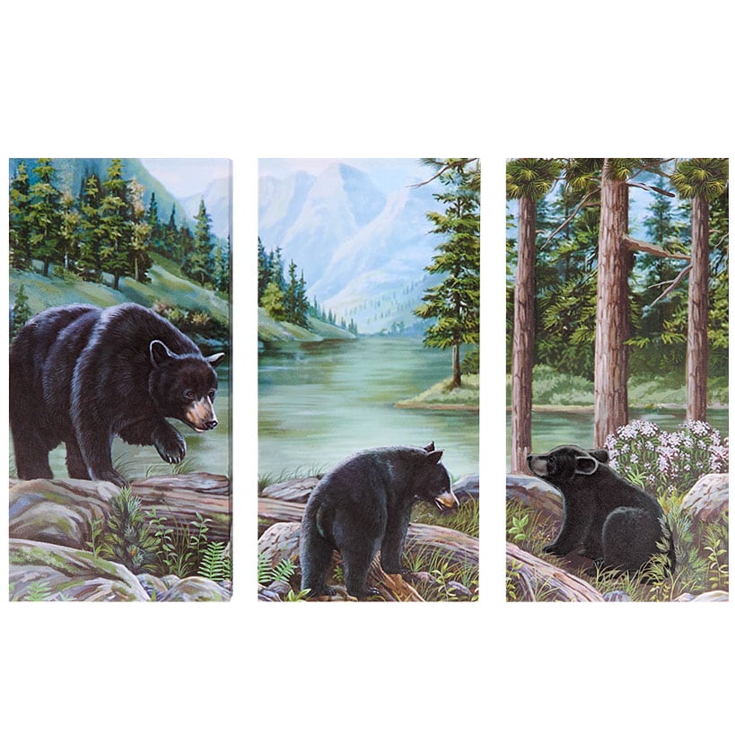 Woodland Animal Canvas Wall Art Trio - Bear or Deer - Image 5
