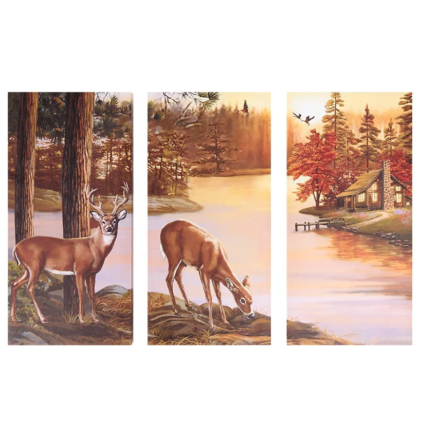 Woodland Animal Canvas Wall Art Trio - Bear or Deer - Image 6