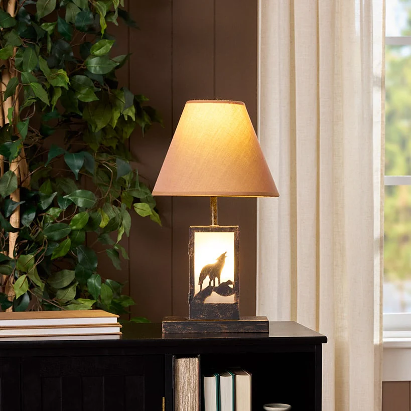 Woodland Animal Silhouette Tabletop Lamp - Bear, Moose, or Wolf - Image 2