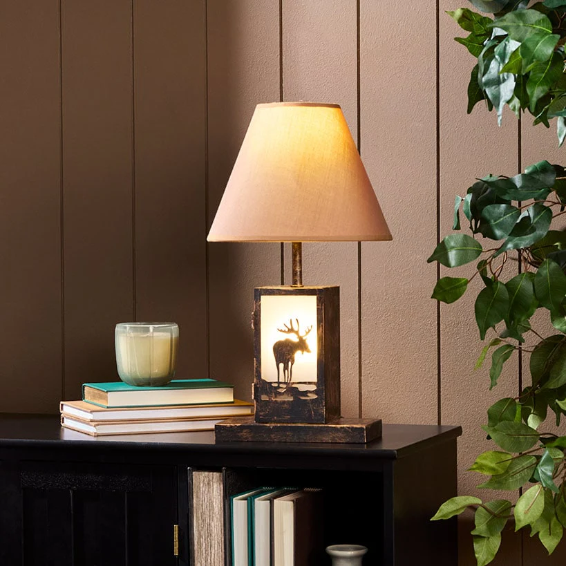 Woodland Animal Silhouette Tabletop Lamp - Bear, Moose, or Wolf - Image 5