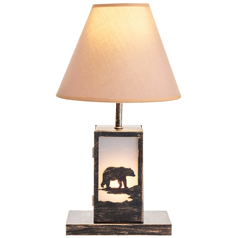 Woodland Animal Silhouette Tabletop Lamp - Bear, Moose, or Wolf - Image 7