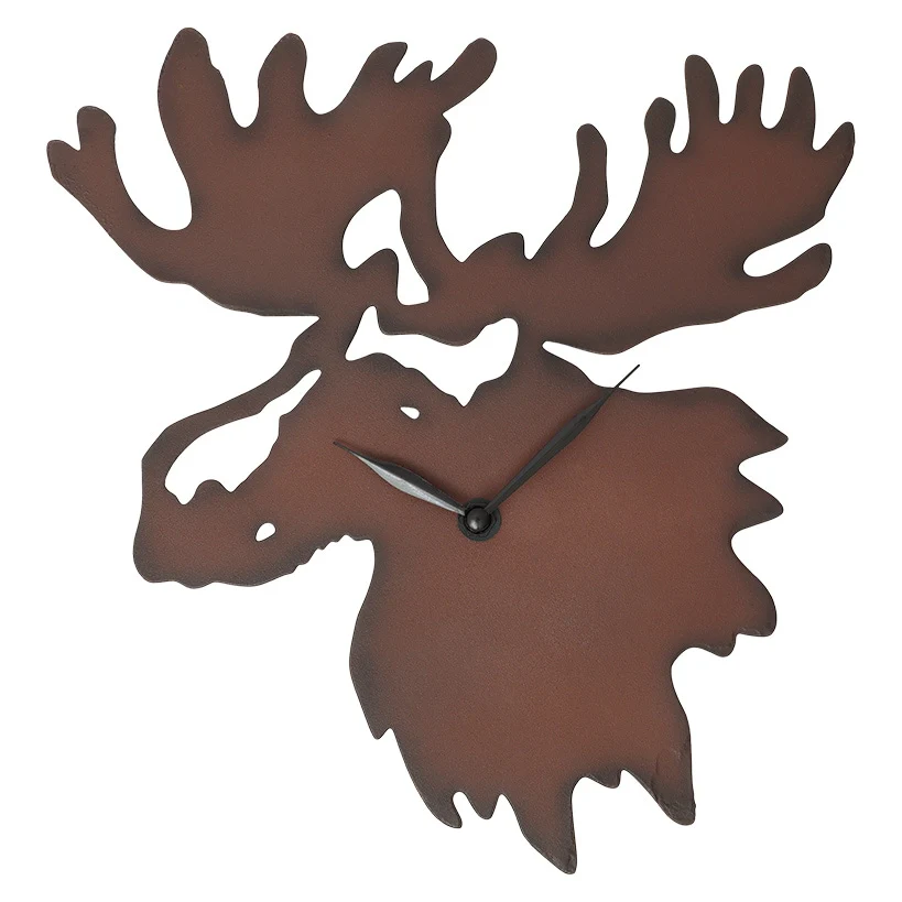 Woodland Clock Animal Silhouette Moose Bear of Eagle - Image 8